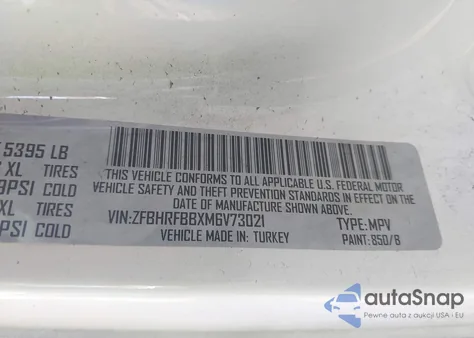 2021 Ram Promaster City Tradesman Slt z USA, uszkodzony, nr VIN ZFBHRFBBXM6V73021